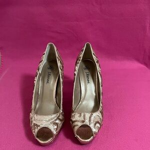 J. Renee’ Kenzie Shimmering Sequins Pumps 10 Blush